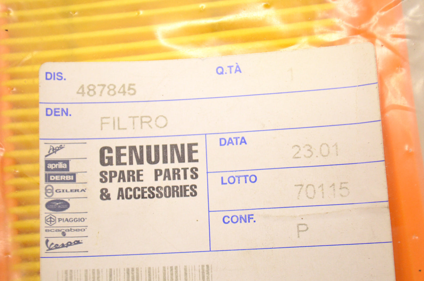 New Piaggio Air Filter NOS