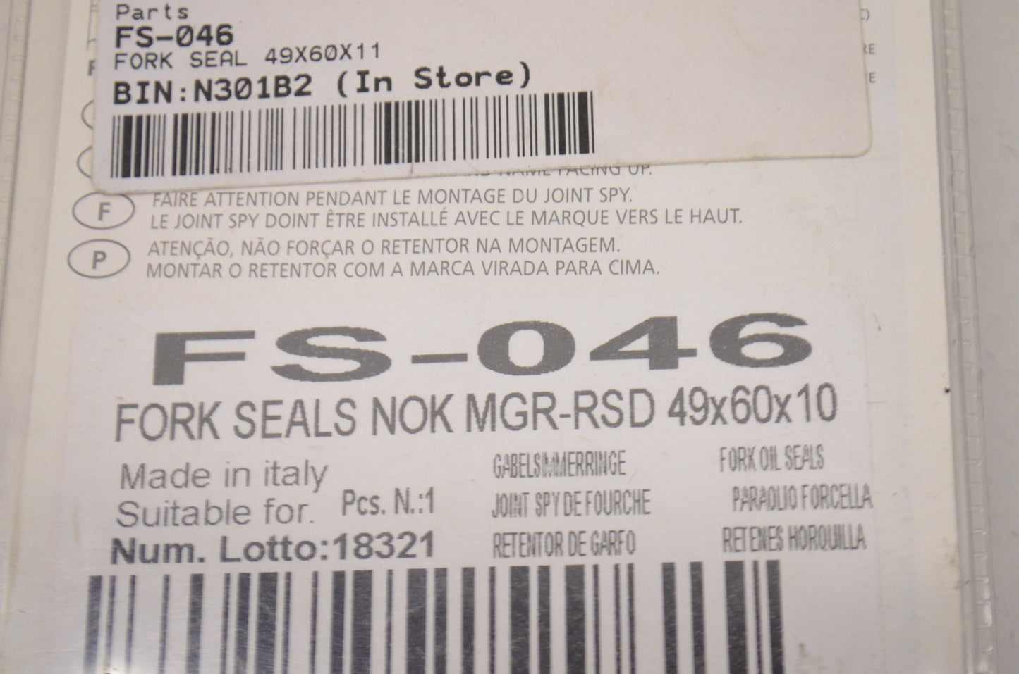 Parts Unlimited FS-046 Front Fork Seal Kit NOS