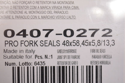 Parts Unlimited 0407-0272 Front Fork Seal Kit NOS
