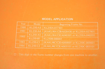 OEM Kawasaki 99924-1024-03 Service Manual KL250A3/B/C