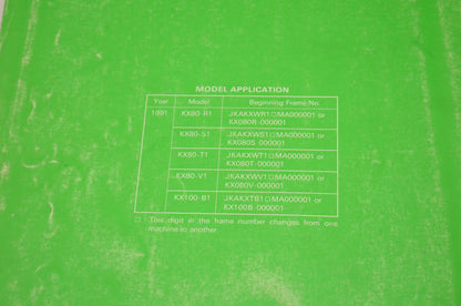 OEM Kawasaki 99924-1144-01 Service Manual KX80/100