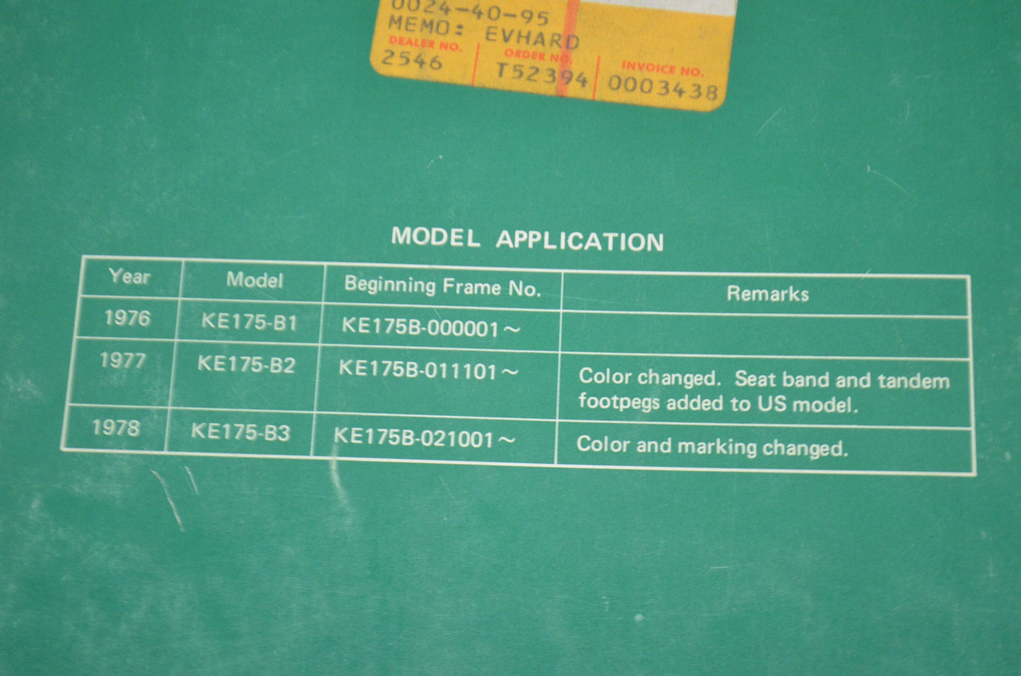 OEM Kawasaki 99997-719-03 Service Manual KE175B1