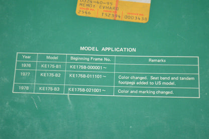 OEM Kawasaki 99997-719-03 Service Manual KE175B1