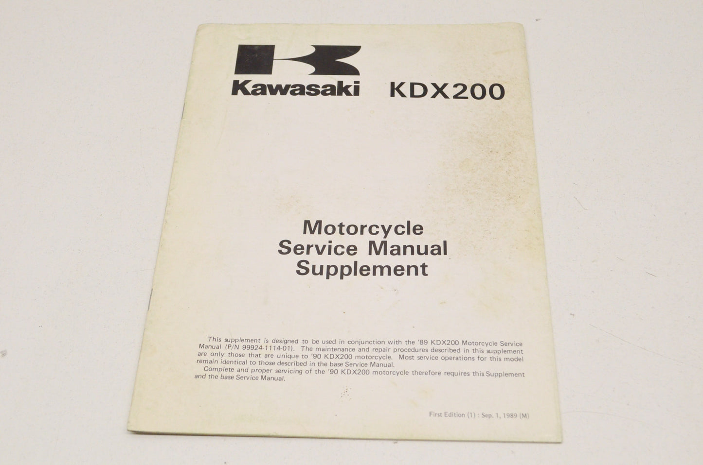 OEM Kawasaki 99924-1136-51 Service Manual Supplement KDX200E