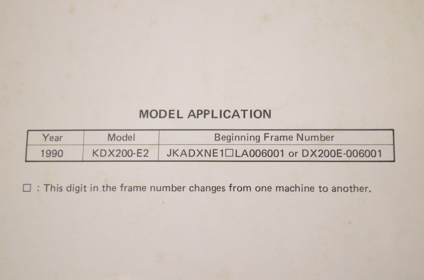 OEM Kawasaki 99924-1136-51 Service Manual Supplement KDX200E