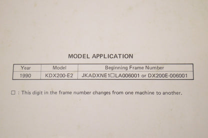OEM Kawasaki 99924-1136-51 Service Manual Supplement KDX200E