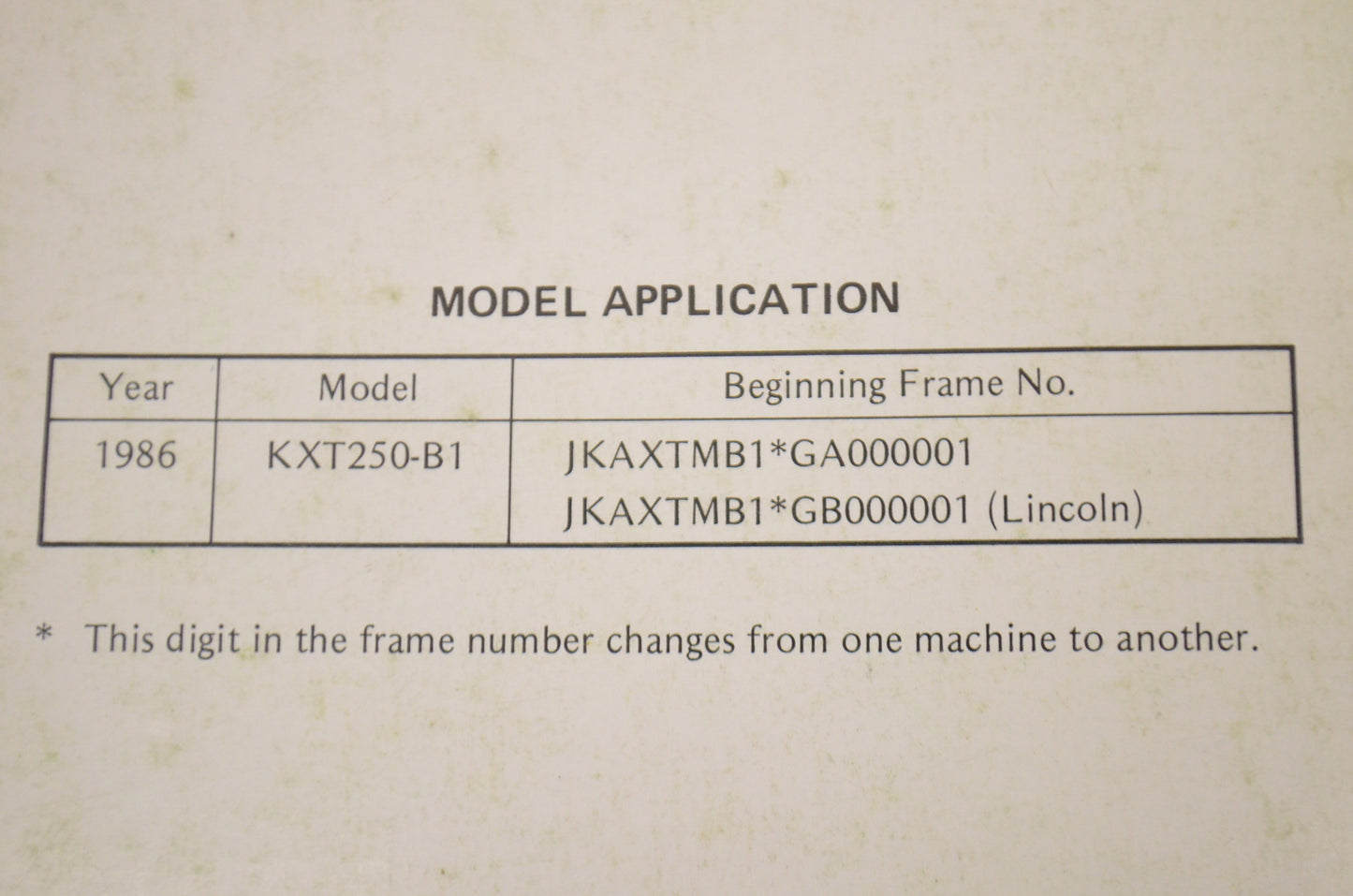 OEM Kawasaki 99924-1068-51 Service Manual Supplement KXT250B
