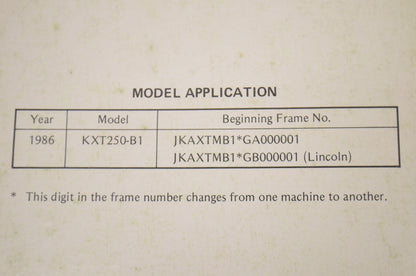 OEM Kawasaki 99924-1068-51 Service Manual Supplement KXT250B