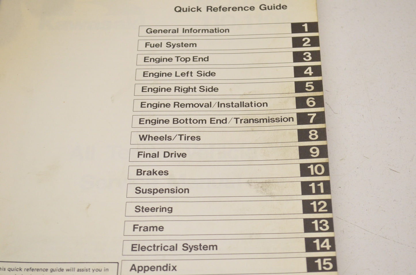 OEM Kawasaki Service Manual 87 Mojave 110, 110E