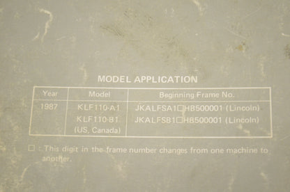 OEM Kawasaki Service Manual 87 Mojave 110, 110E