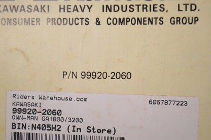 OEM Kawasaki Owner's Manual GA1800A, GA2300A, GA3200A, GA3200A-S