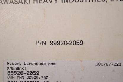 OEM Kawasaki 99920-2059 Owner's Manual GD500/700