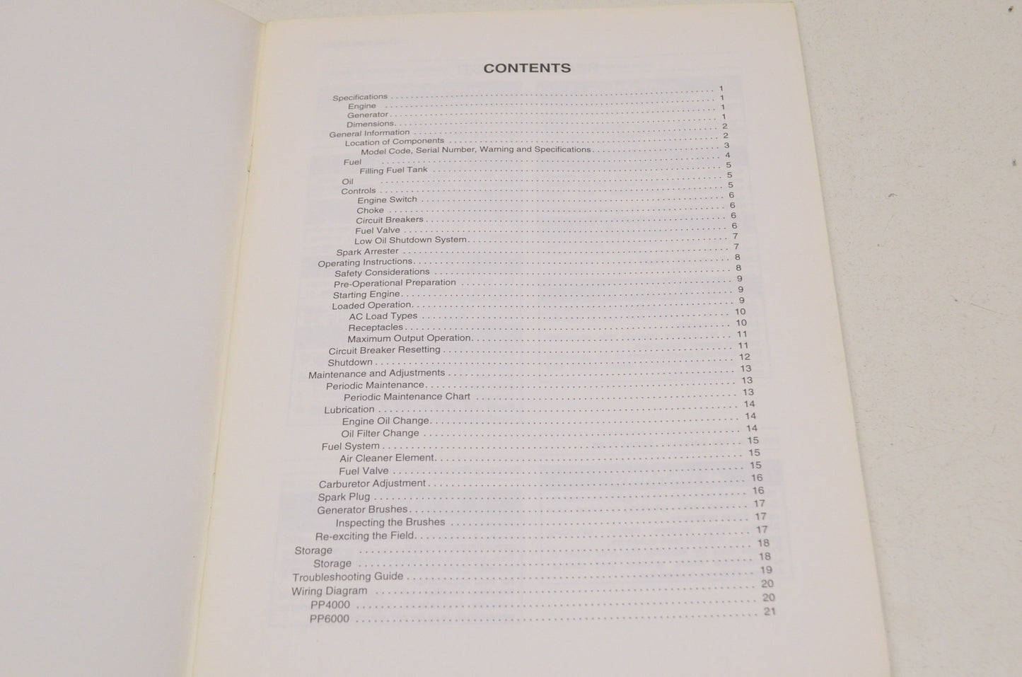 OEM Kawasaki 99964-0060-01 Owner's Manual PP4000/6000