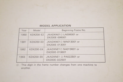 OEM Kawasaki 99924-1166-51 Service Manual Supplement KDX200E6