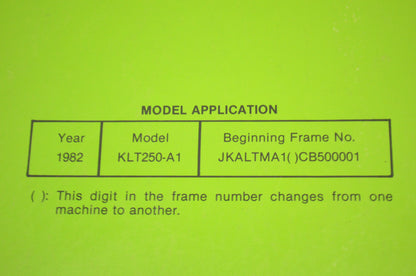 OEM Kawasaki 99963-0050-01 Service Manual 82 KLT250