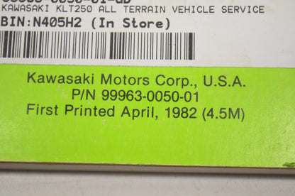 OEM Kawasaki 99963-0050-01 Service Manual 82 KLT250