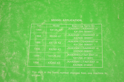 OEM Kawasaki 99924-1168-02 Service Manual KX125/250K