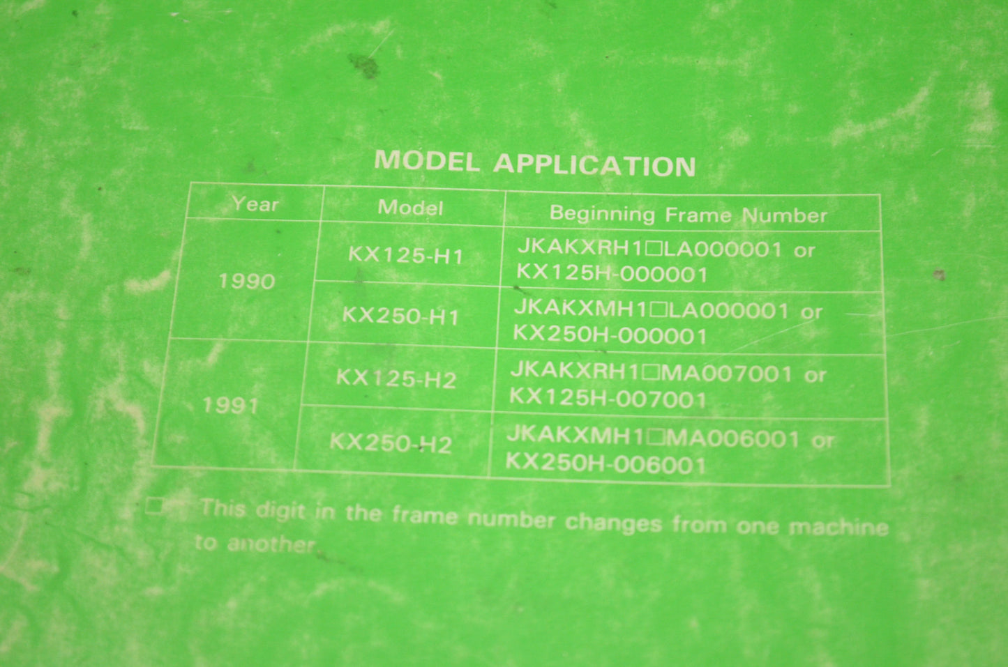 OEM Kawasaki 99924-1131-02 Service Manual KX125H1/250H1