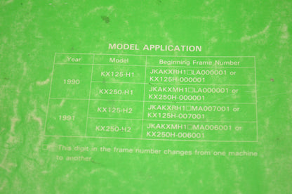 OEM Kawasaki 99924-1131-02 Service Manual KX125H1/250H1