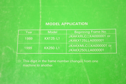 OEM Kawasaki 99924-1244-01 Service Manual KX125/250L