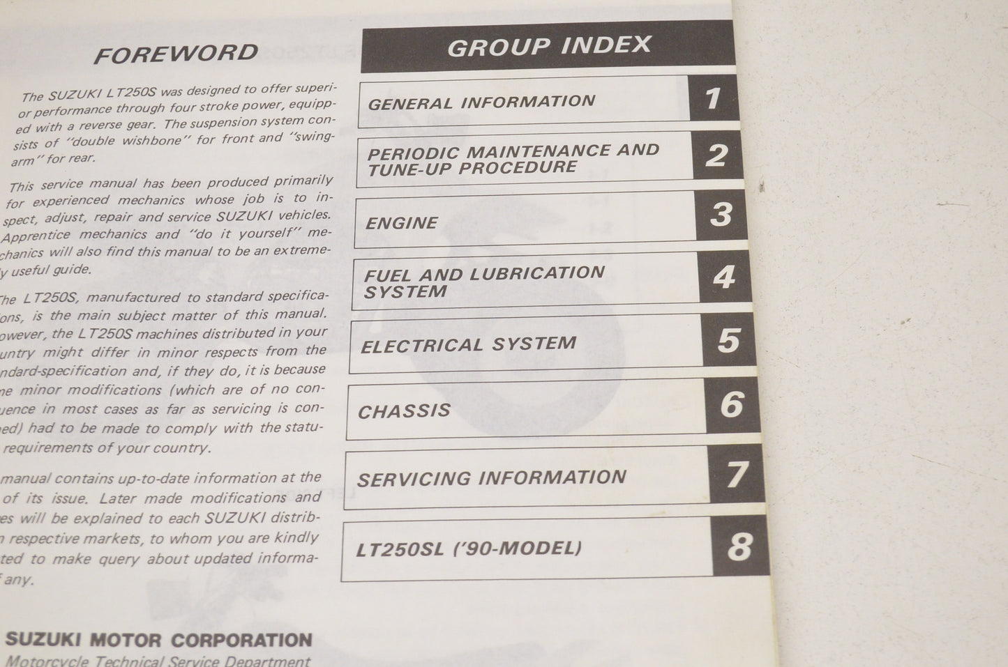 OEM Suzuki 99500-42101-01E Service Manual LT250S 1989-90