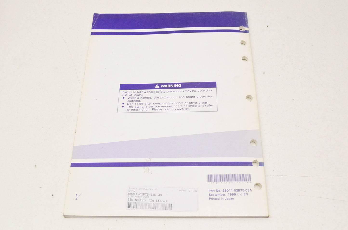OEM Suzuki 99011-02B75-03A Owner's Manual RM80Y 2000