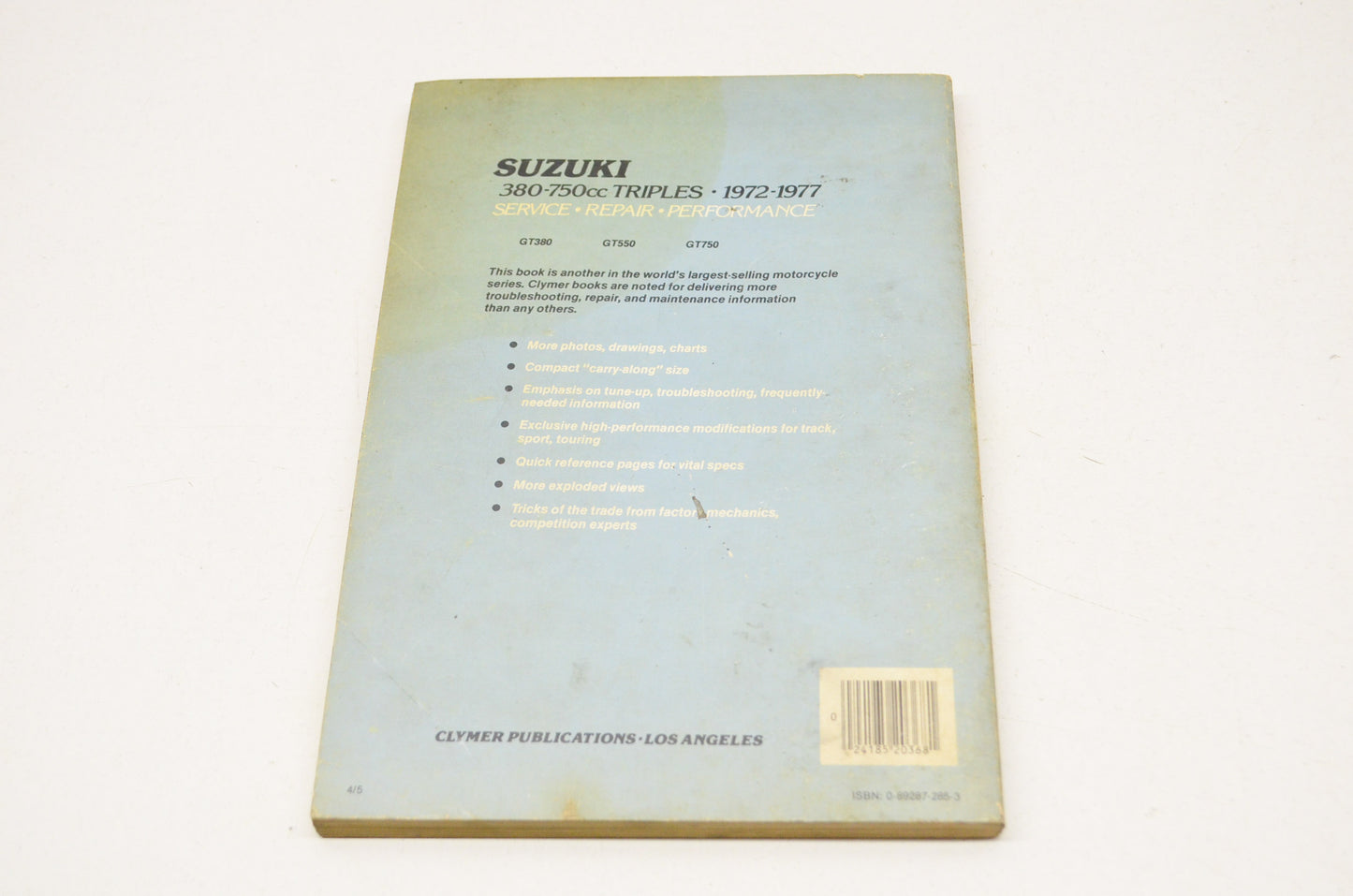 Clymer Suzuki 72-77 380-750cc Triples Service Repair Performance Manual
