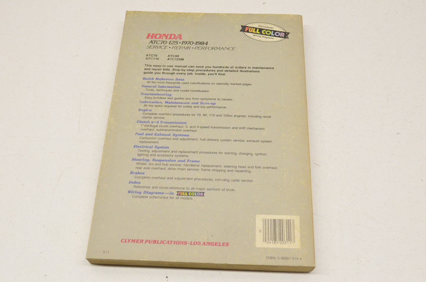Clymer Honda 70-84 ATC70-125 Service Repair Performance Manual