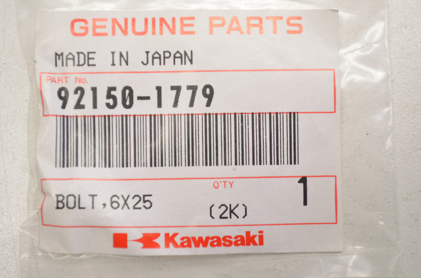 OEM Kawasaki 92150-1779 Small Flanged Bolt NOS