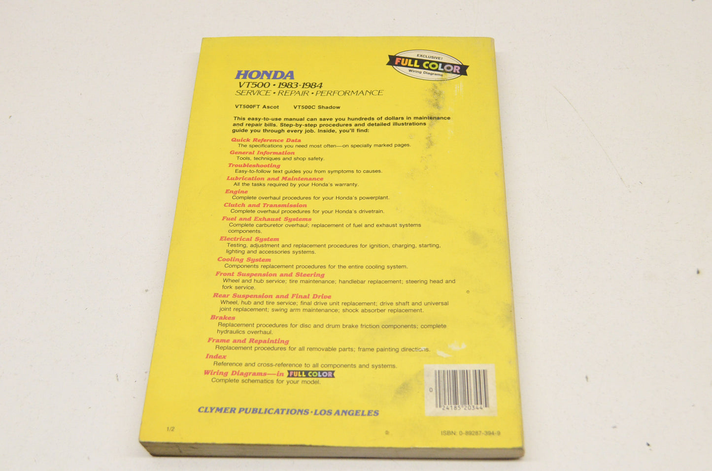 Clymer Honda 83-84 VT500 Service Repair Performance Manual
