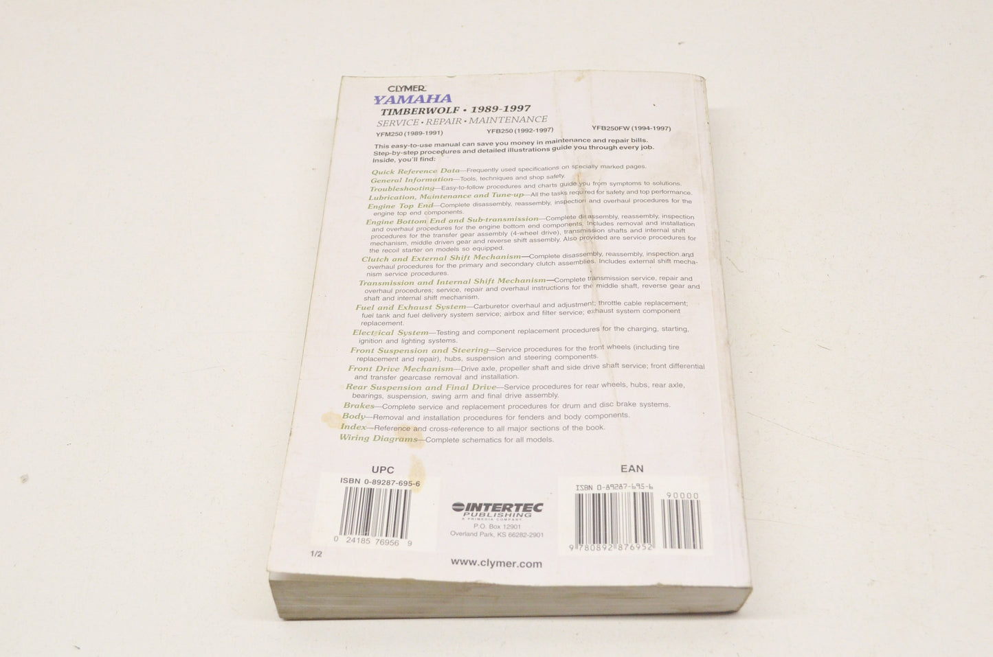 Clymer Yamaha 89-97 Timberwolf Service Repair Maintenance Manual