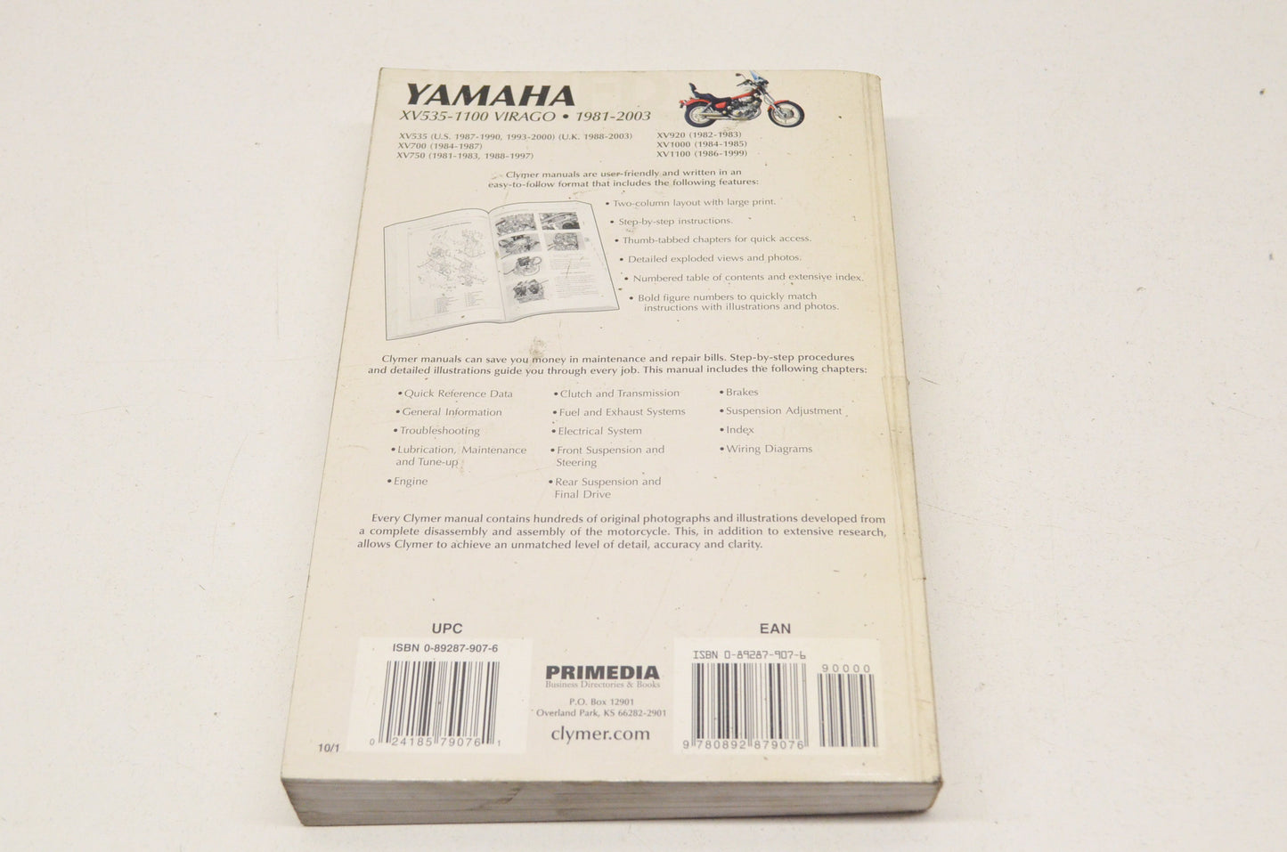Clymer Yamaha 81-03 XV535-1100 Virago Service Repair Maintenance Manual