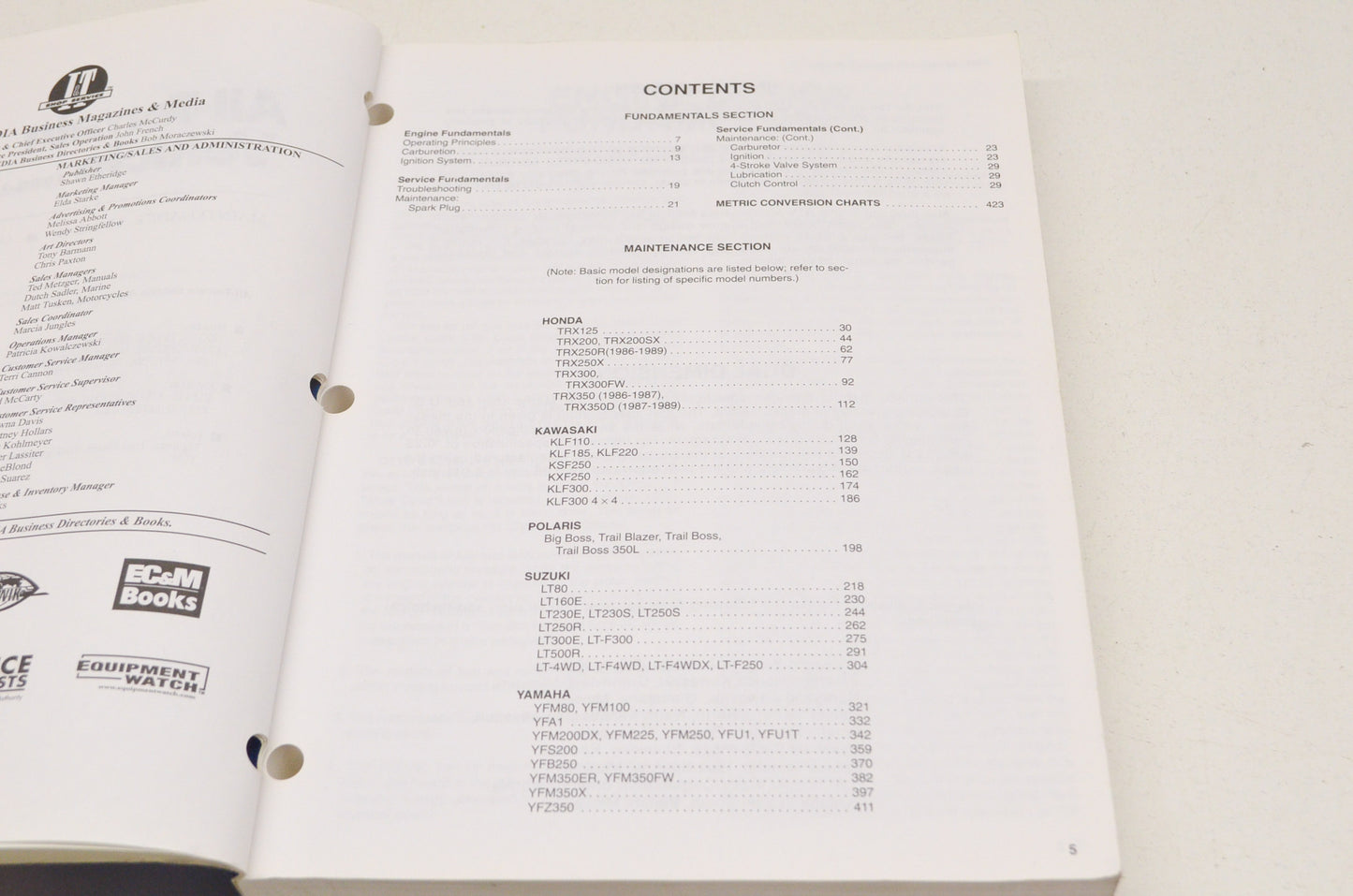 Clymer All-Terrain Vehicle 88-92 Maintenance Manual 1st Edition Volume 2