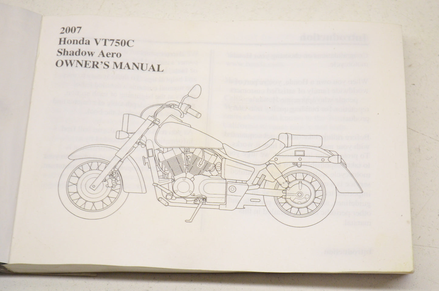OEM Honda 31MEG630 Owner's Manual 07 VT750C Shadow Aero