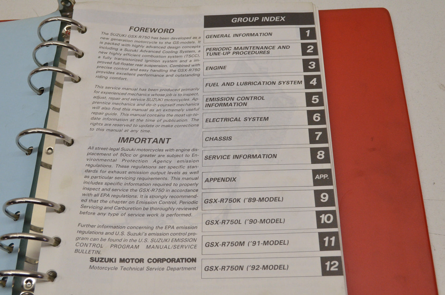 OEM Suzuki 99500-37056-03E GSX-R750 1988-9 Service Manual