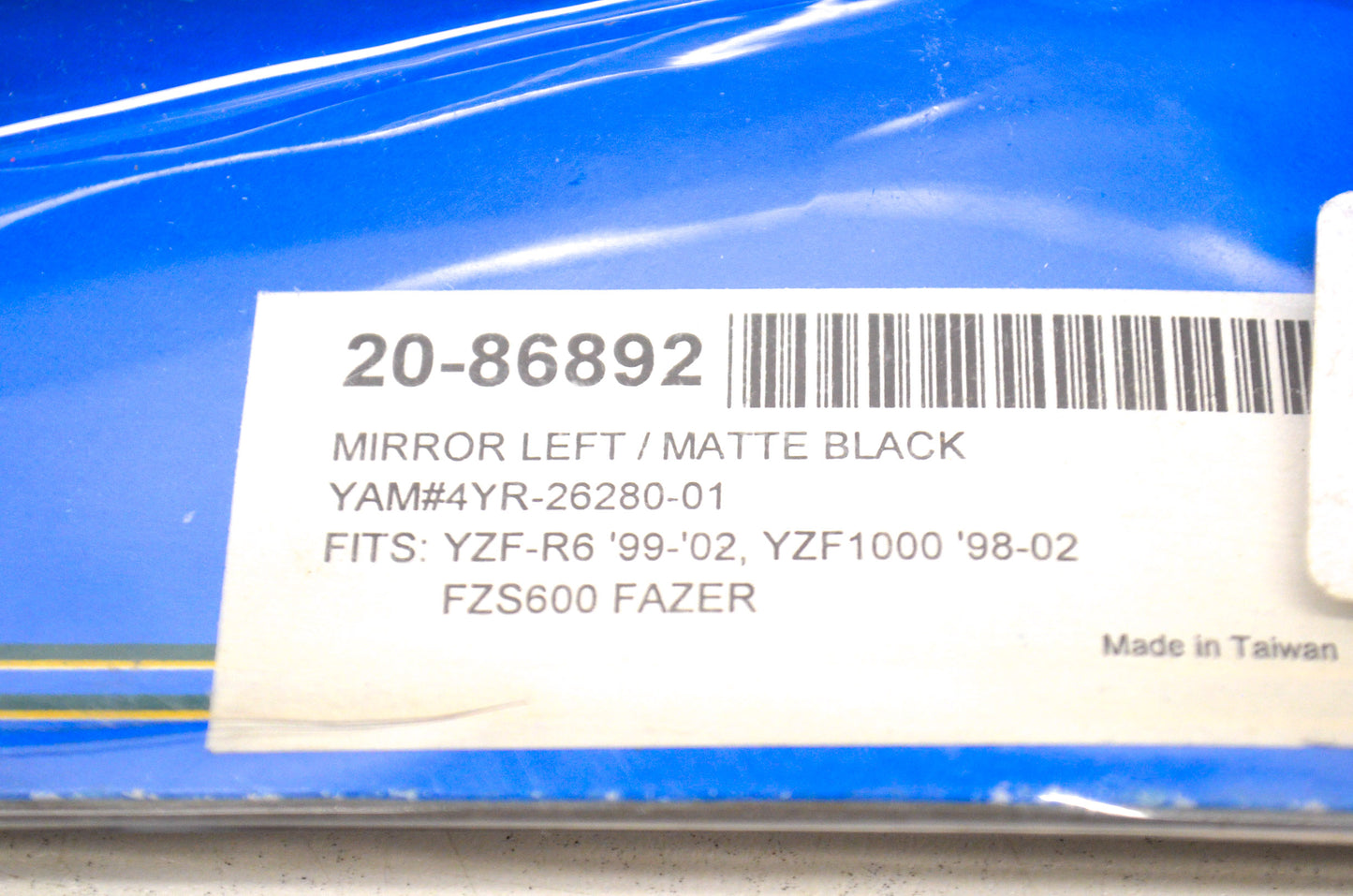 EMGO 20-86892, 4YR-26280-01 Matte Black Left Hand Replacement Mirror NOS