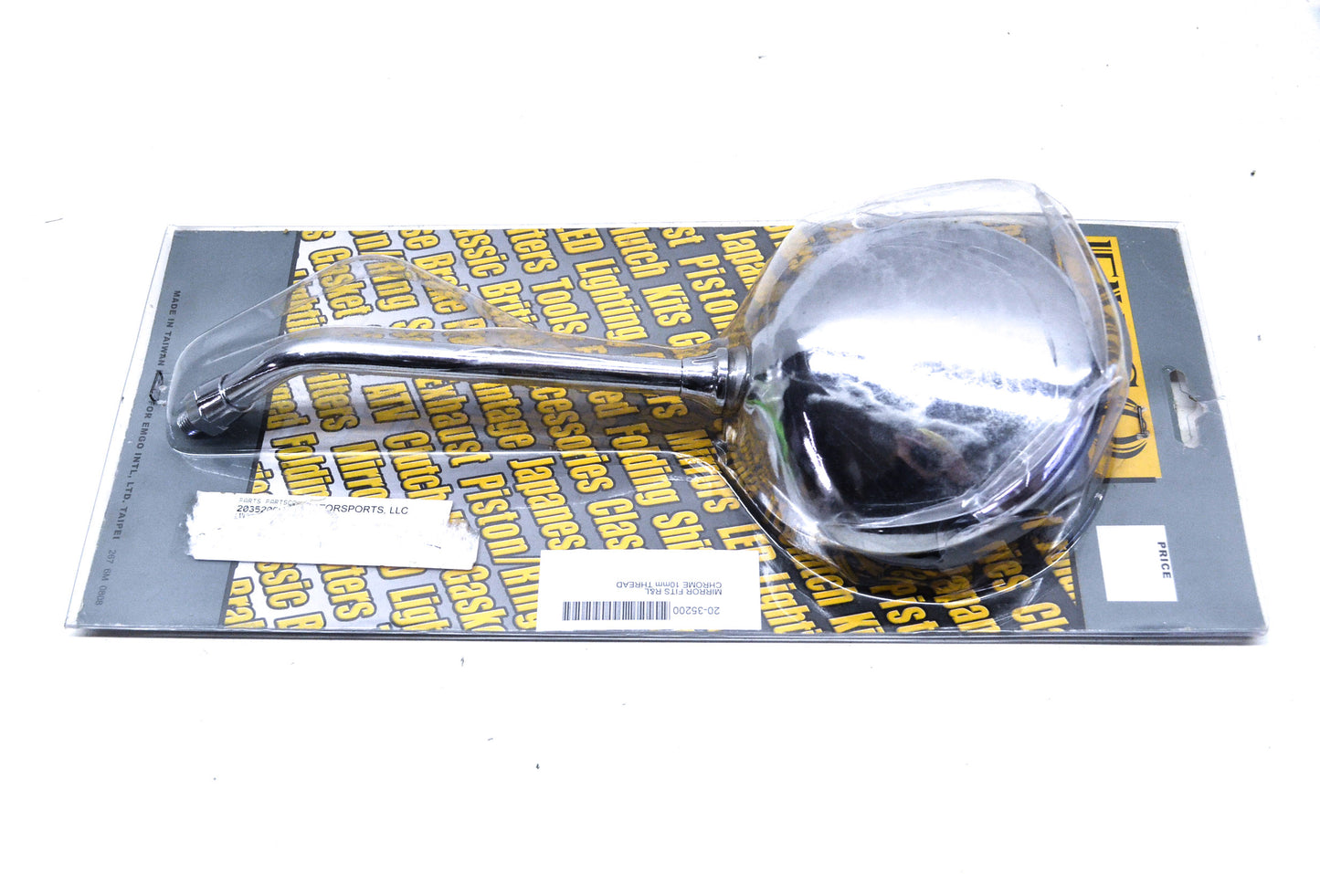 New Emgo Universal Long Stem Chrome Mirror 10mm Thread NOS