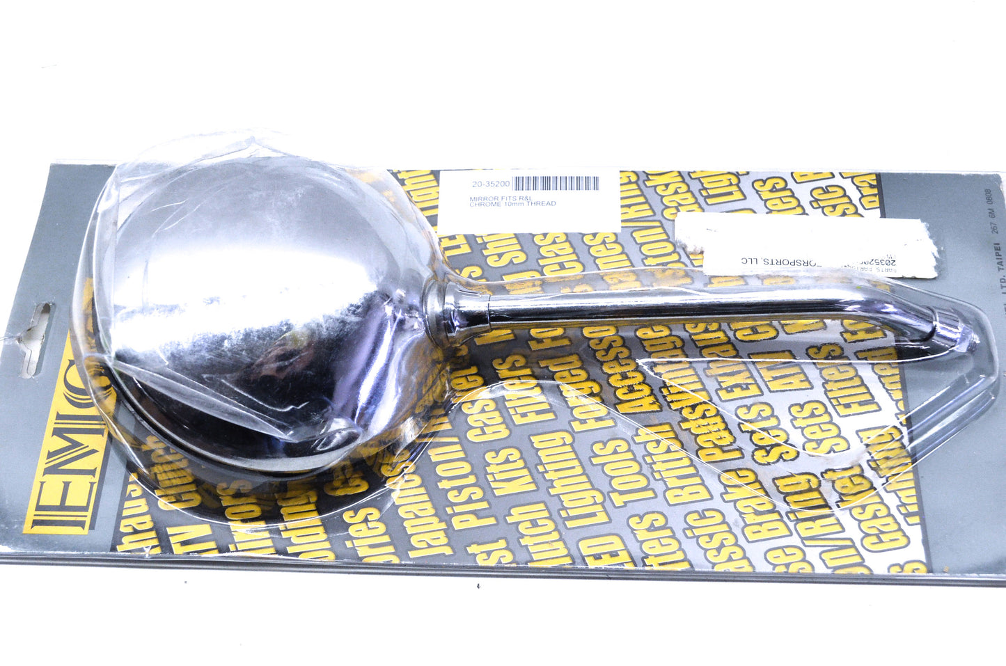 New Emgo Universal Long Stem Chrome Mirror 10mm Thread NOS