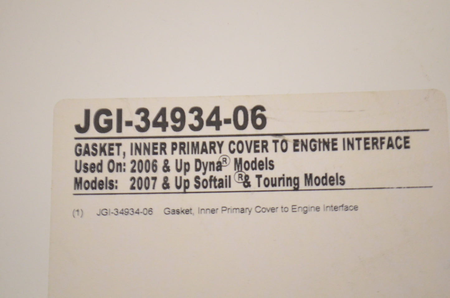 Inner Primary Cover To Engine Interface Gasket NOS