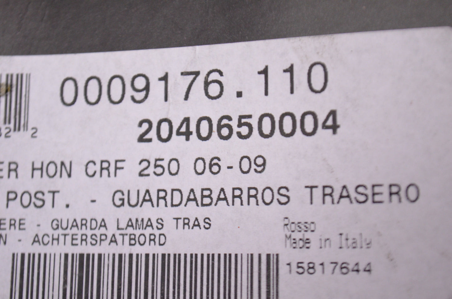 Rear Fender Red NOS