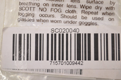 No Fog Cloth NOS