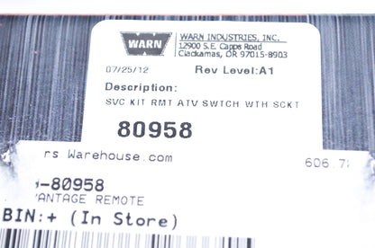 New Warn Replacement Remote for Mini-Rocker w/ Socket NOS