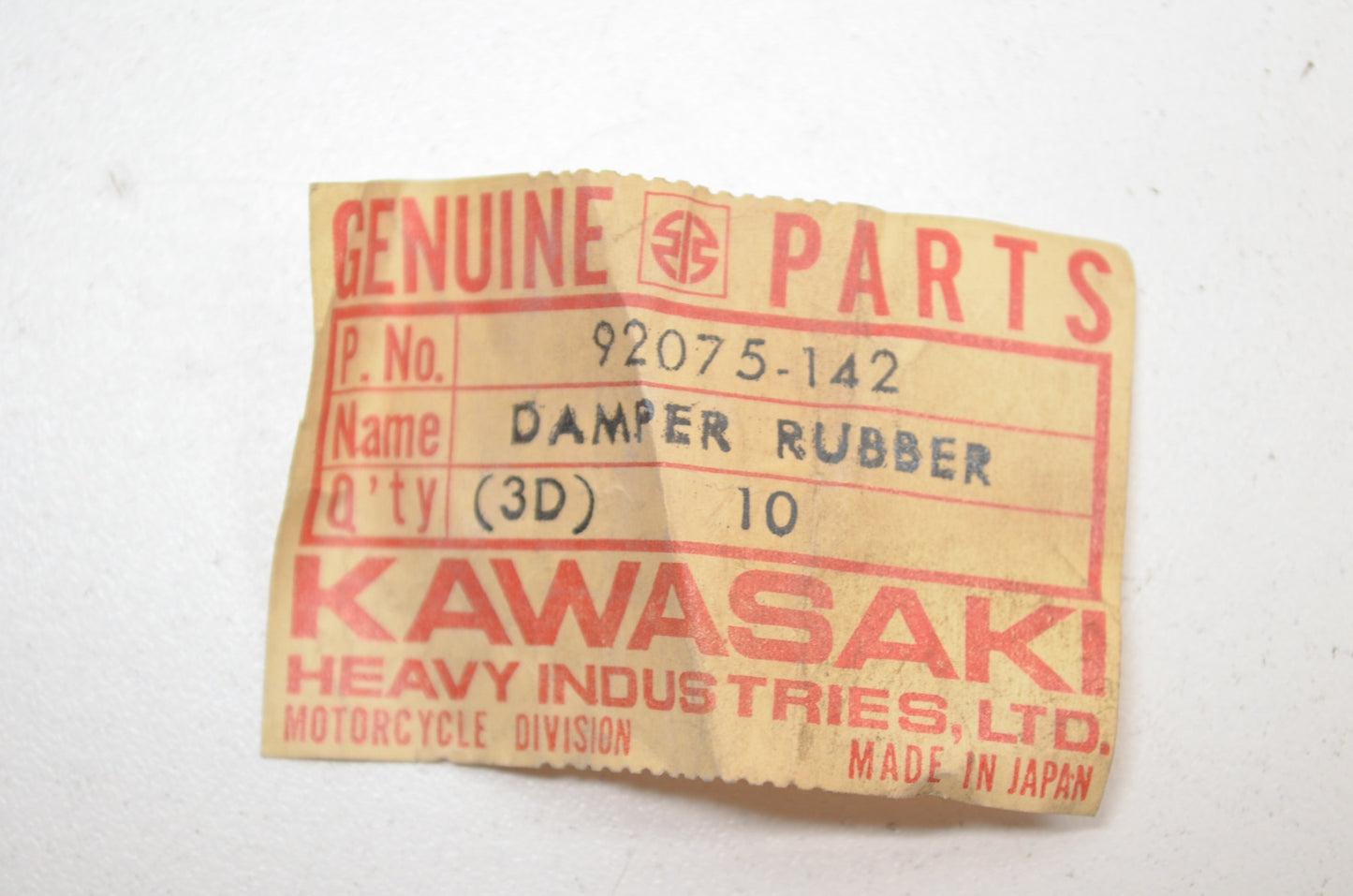 OEM Kawasaki 92075-142 Cylinder Rubber Damper NOS