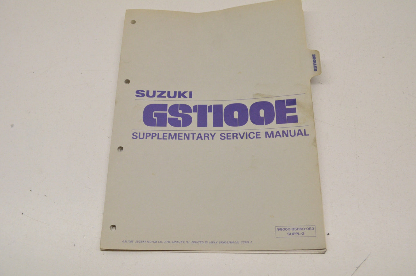 OEM Suzuki GS1100E Supplementary Service Manual GS1100E