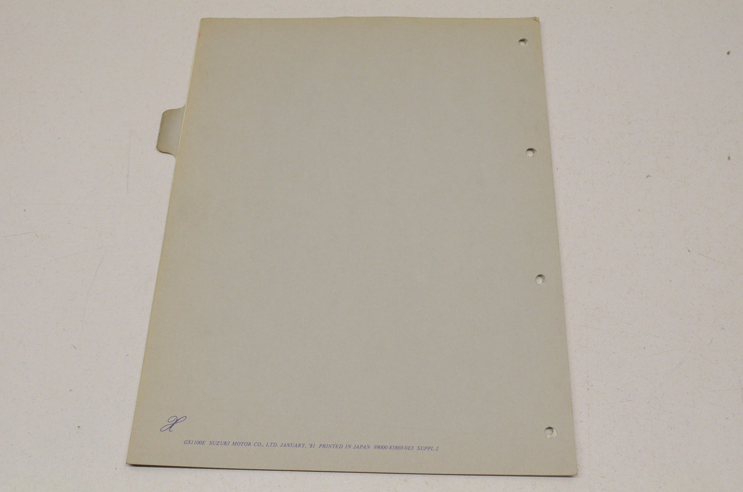 OEM Suzuki GS1100E Supplementary Service Manual GS1100E