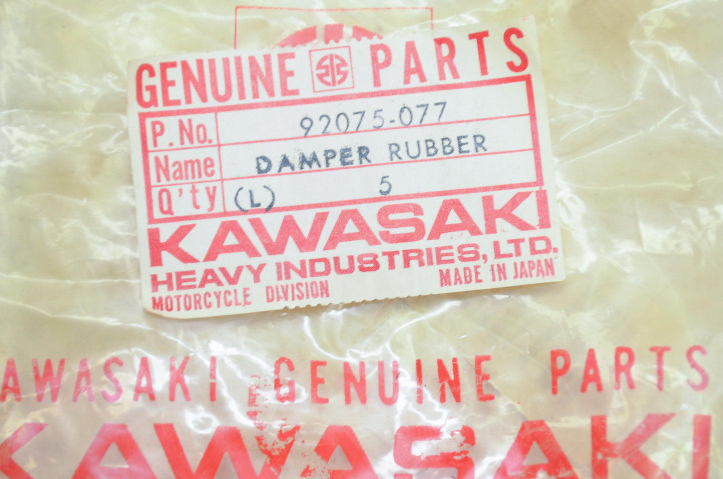 OEM Kawasaki 92075-077 Rubber Damper NOS