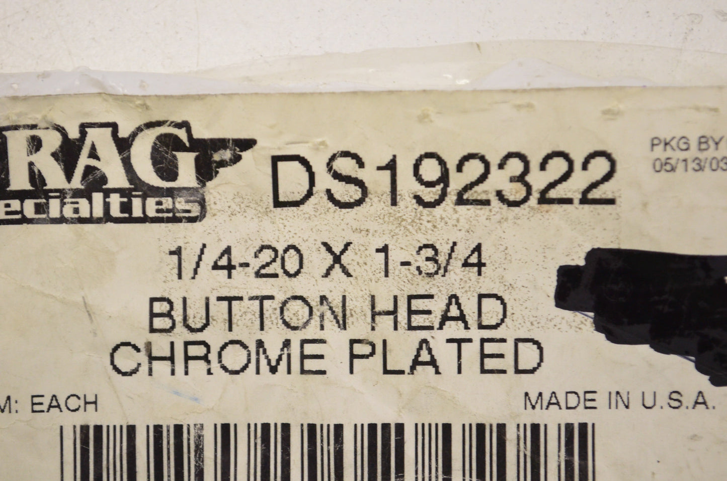 Drag Specialties DS-192322, DS192322 Chrome Plated Button Head Bolt Qty 2 NOS
