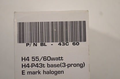 New Brite Lites H4 55/60 Watt H4 P43t Base E Mark Halogen Bulb Qty 2 NOS