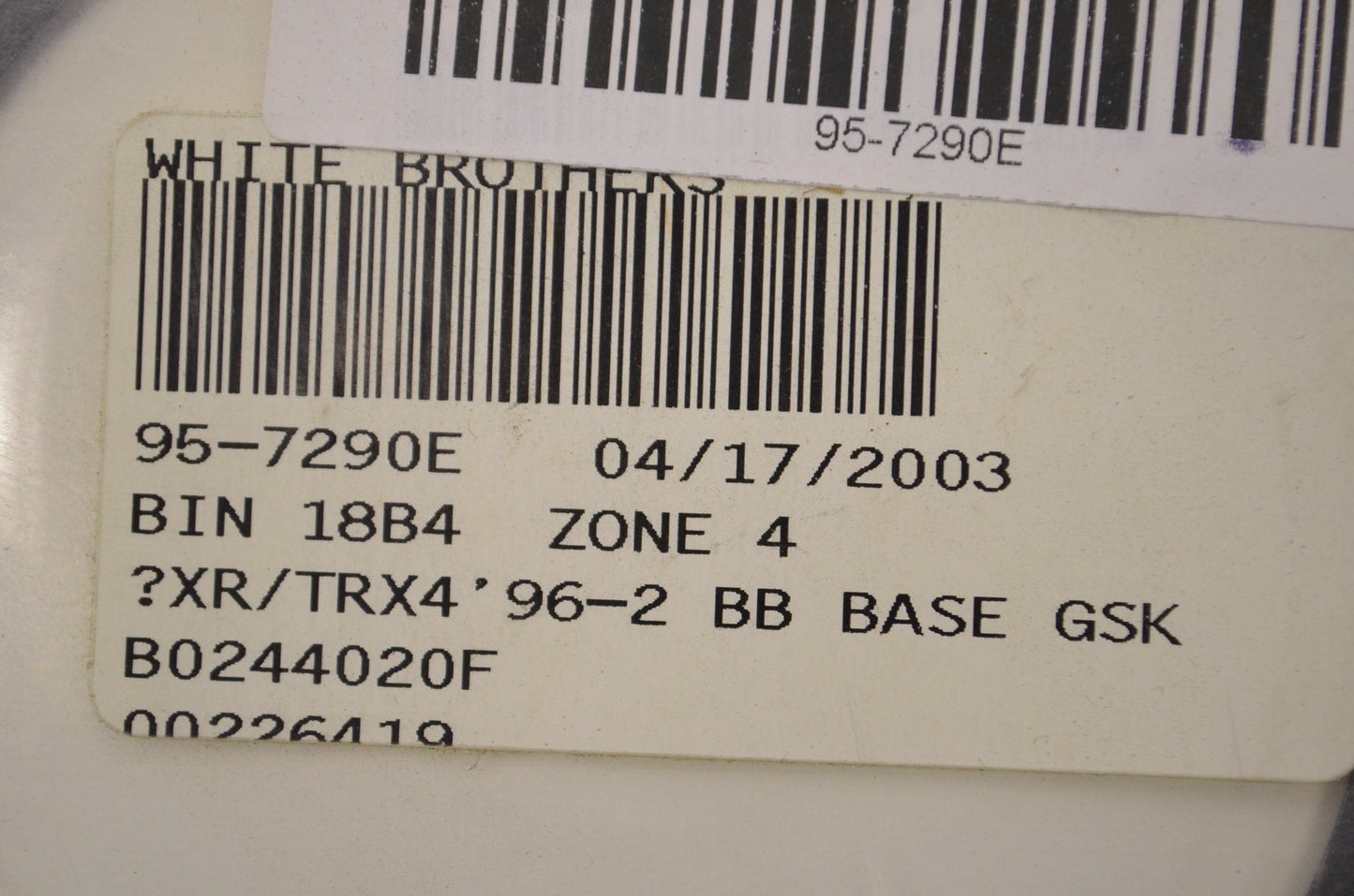 White Brothers 95-7290E Gasket NOS