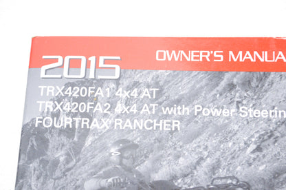 Owner's Manual 15 TRX420FA1 4x4 AT / w/ Power Steering Fourtrax Rancher